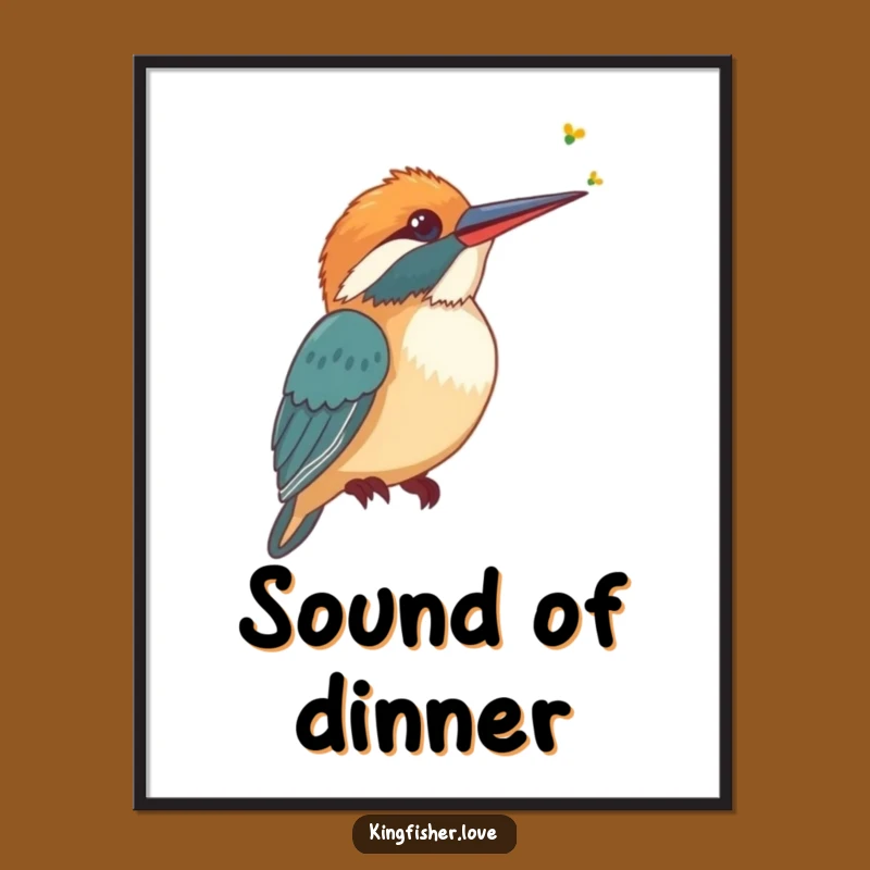 Funny Kingfisher Listening Digital Art: Curious Bird, Perfect Instant Gift