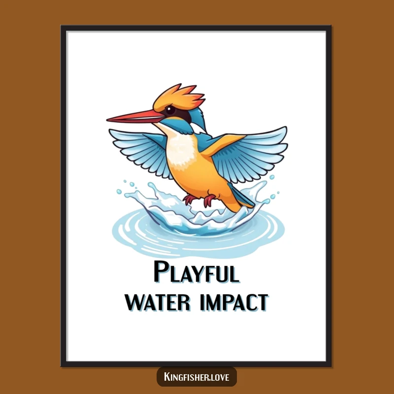 Funny Splashing Kingfisher Art Print: Lively Humor for Your Walls