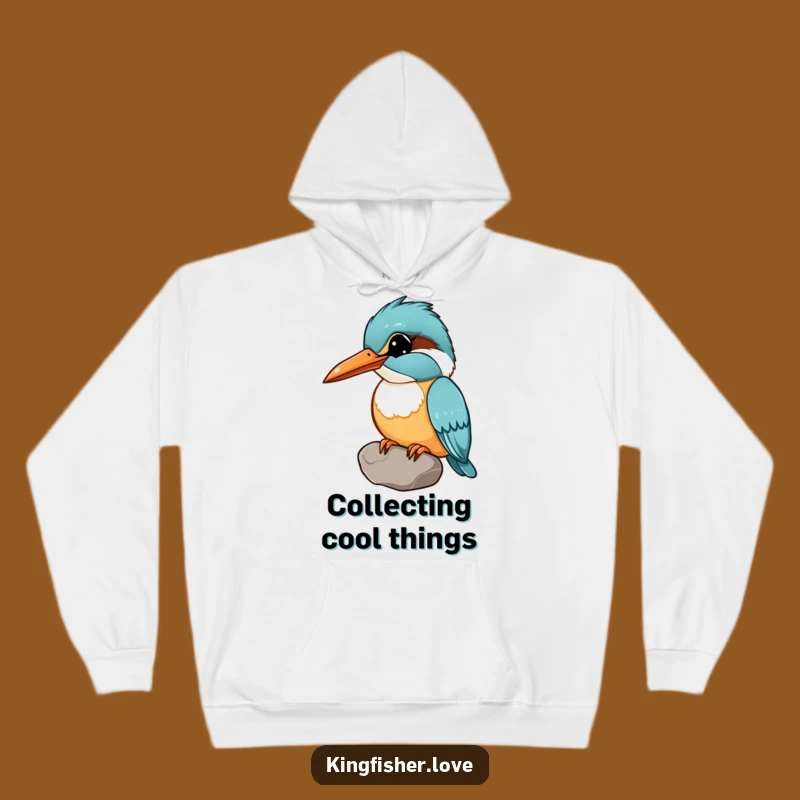 Funny Cozy Kingfisher Hoodie: Warmth and Curious Pebble Humor