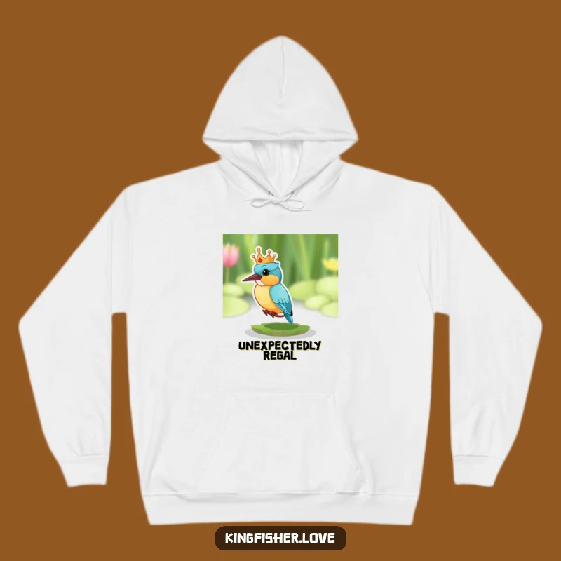 Funny Cozy Kingfisher Crown Hoodie: Wrapped in Royal Surprise Humor