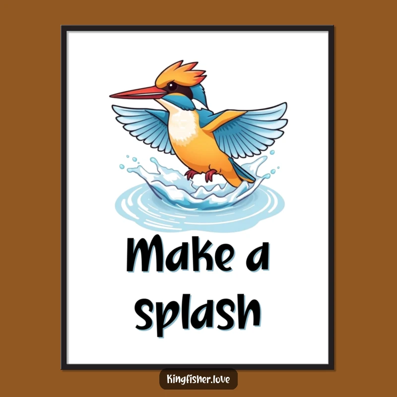 Funny Free Printable Wall Art: Playful Splash Kingfisher - Action Decor