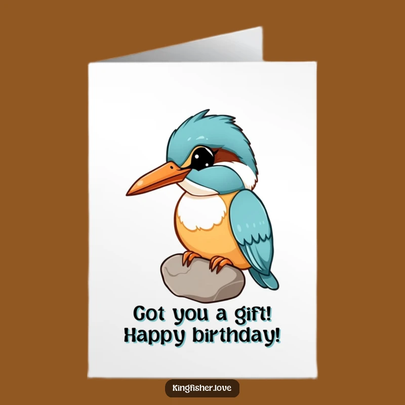 Funny Free Printable Birthday Card: Curious Kingfisher Pebble - Cute DIY Gift